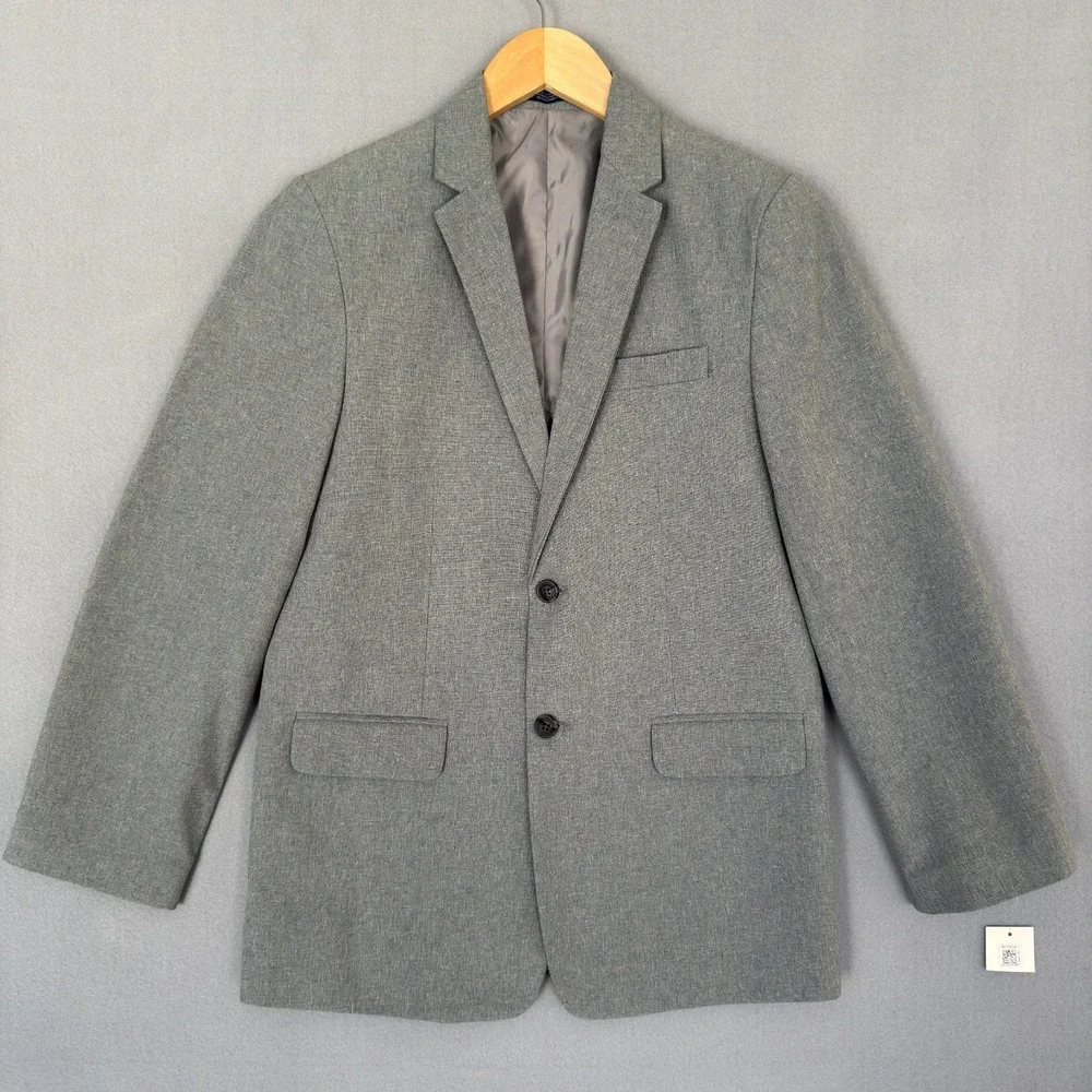 Nautica Boys Youth Blazer Jacket Gray Size 18R 2 Button Lightweight Lined NWOT